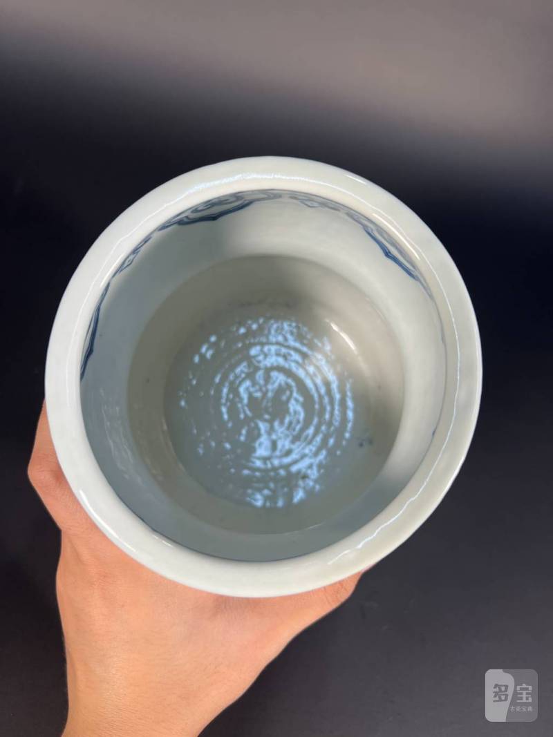 清嘉庆 青花凤穿花纹水指 - 图13